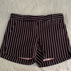 Jade navy and white striped shorts.